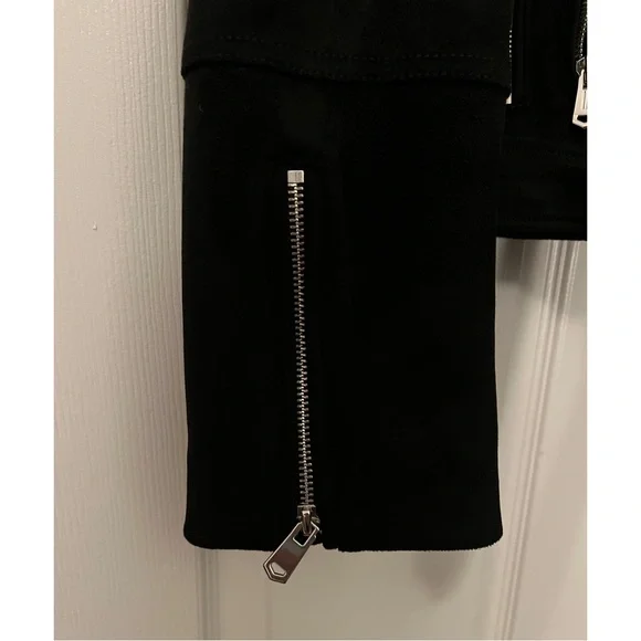🖤ZARA brand Motorcycle Faux Suede Black with Silver Detail Jacket Size XL🖤 - Picture 5 of 12